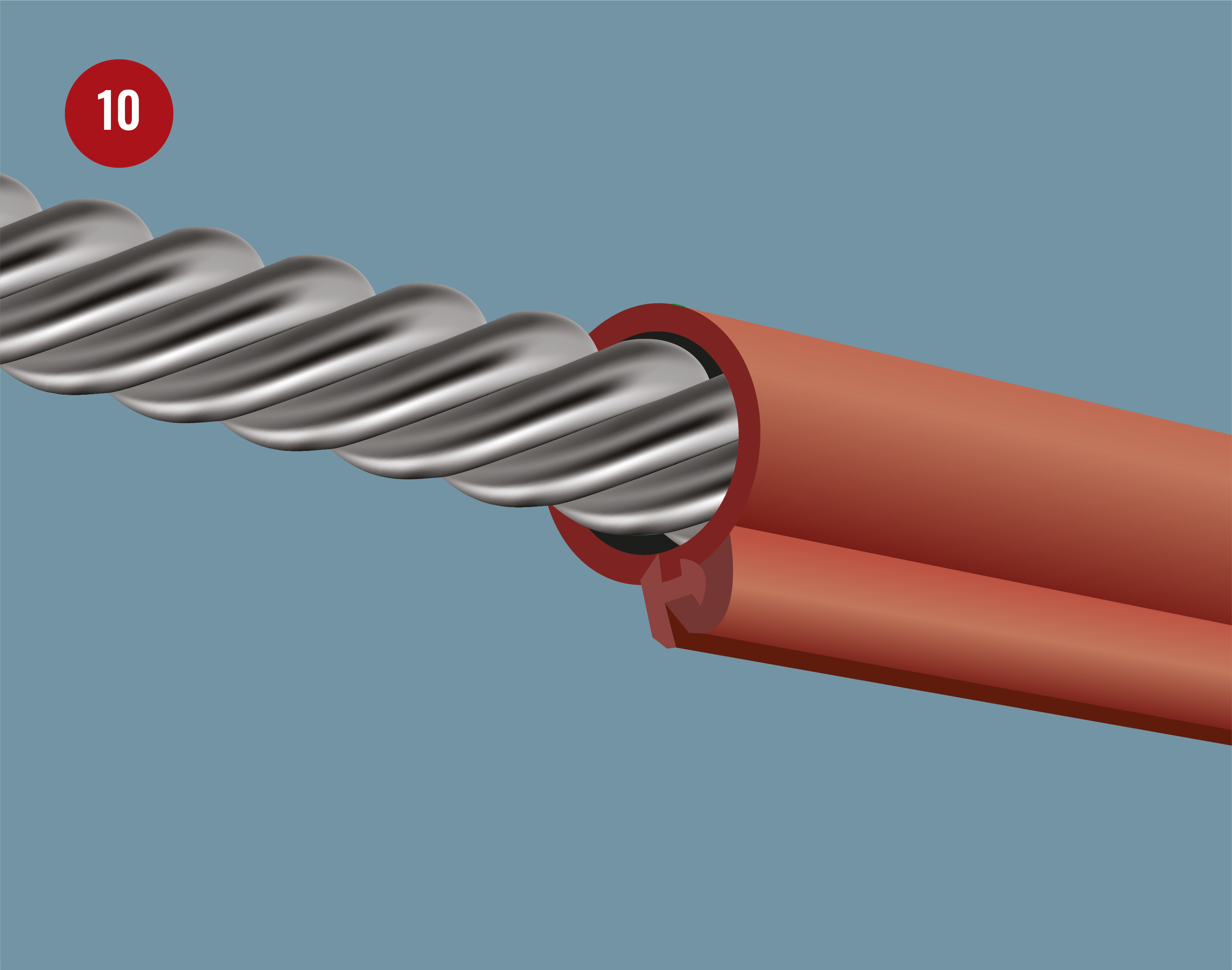 Step 10 of Centroid Polymer Technologies installation guide showing the completed coiled product with a perfectly sealed end
